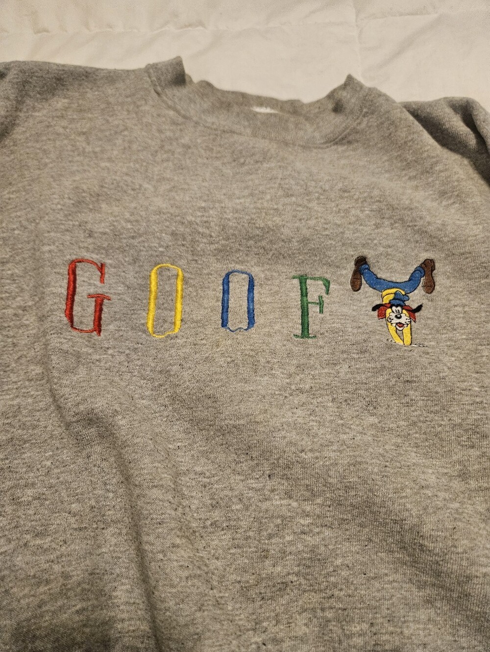 Grey 'Goofy' Embroidered Crewneck Sweatshirt Vintage